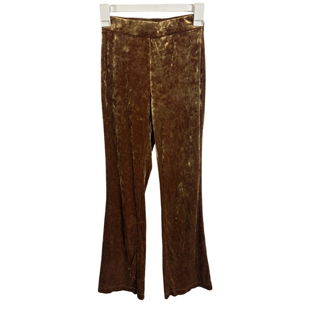 Urban Outfitters Crushed Gold Velvet Flare Pull On Pants XS Holiday Party NYE